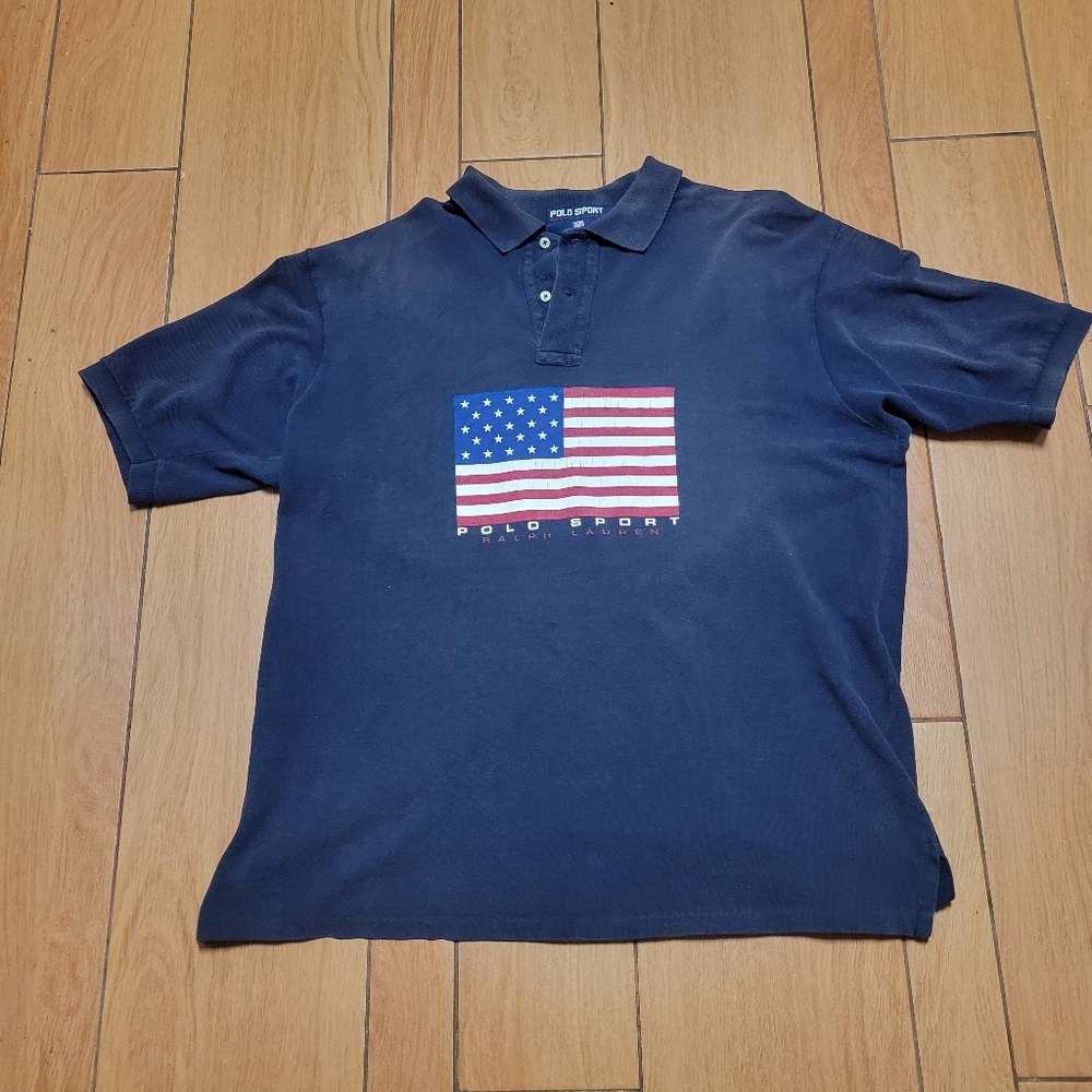Polo by Ralph Lauren Navy Blue Shirt with American Flag
